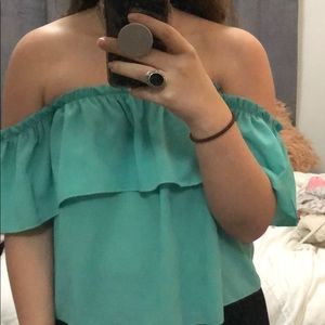 Teal off the shoulder top!